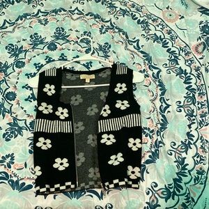 Black and white flower vest